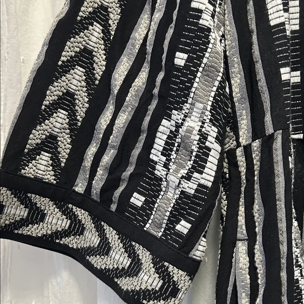 Chico's Dress Women’s L Black/White Aztec 3/4 Sleeve Tiered - Picture 4 of 16
